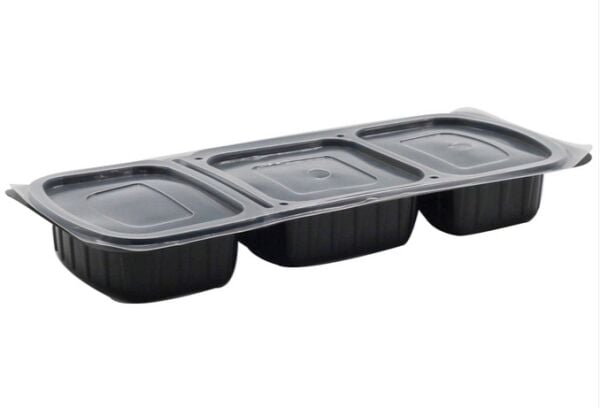 LPP-860 LİMERA PP 3 BÖLMELİ YEMEK KABI - KAPAK & SİYAH GÖVDE 61 GR 100 ADET