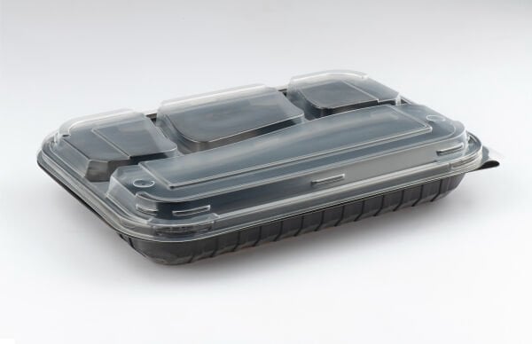 LPP-865 LİMERA PP 4 BÖLMELİ KEBAP KABI - KAPAK & SİYAH GÖVDE 54 GR 100 ADET