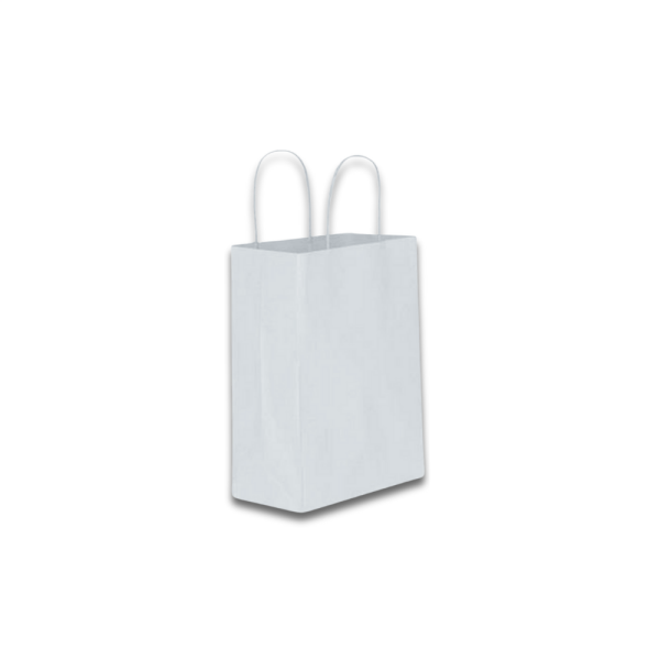 BEYAZ - BÜKÜM SAPLI KAĞIT ÇANTA 18X24X8 CM 100 ADET