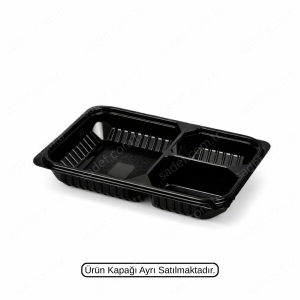 FT290 FOLYOTERM 3 BÖLMELİ YEMEK KABI GÖVDE SİYAH 400 ADET