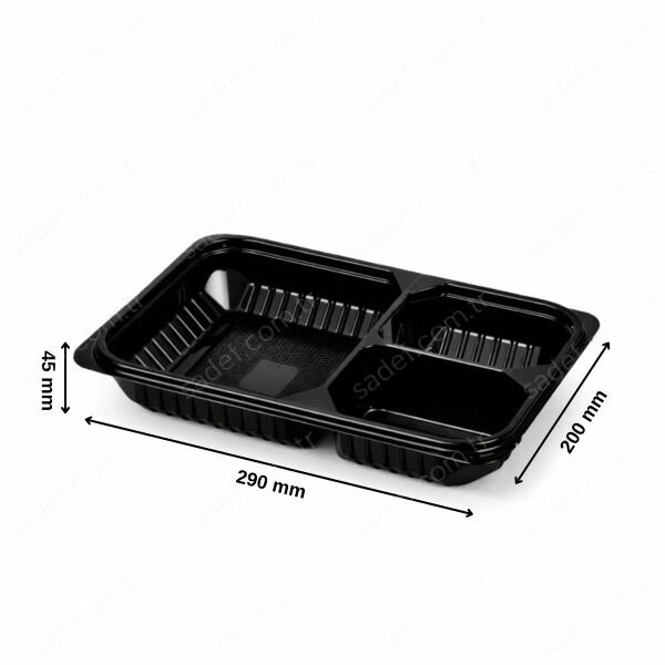 FT290 FOLYOTERM 3 BÖLMELİ YEMEK KABI GÖVDE SİYAH 400 ADET