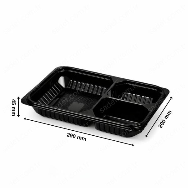 FT290 3 BÖLMELİ ( LARGE )  PP GIDA KABI FOLYOTERM 33 GR 400 ADET