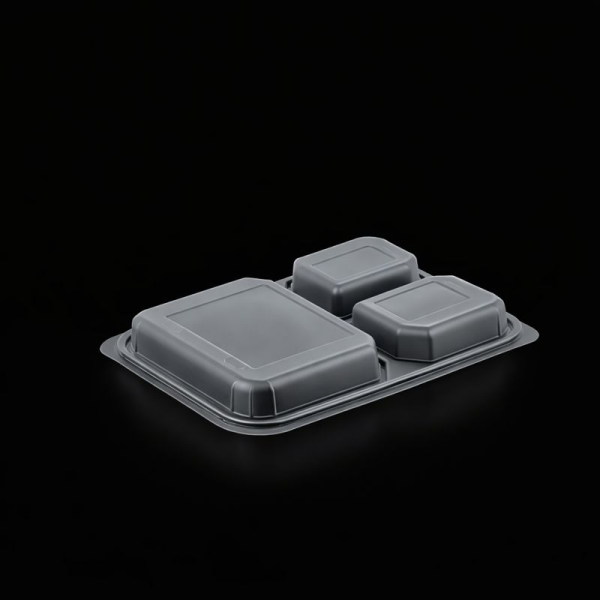 FT291 FOLYOTERM 3 BÖLMELİ YEMEK KABI KAPAK ŞEFFAF 400 ADET
