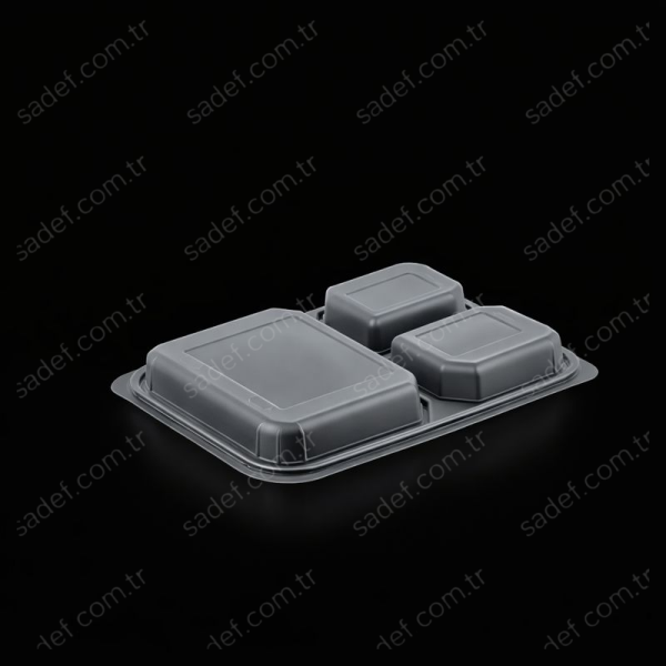 FT291 FOLYOTERM 3 BÖLMELİ YEMEK KABI KAPAK ŞEFFAF 400 ADET