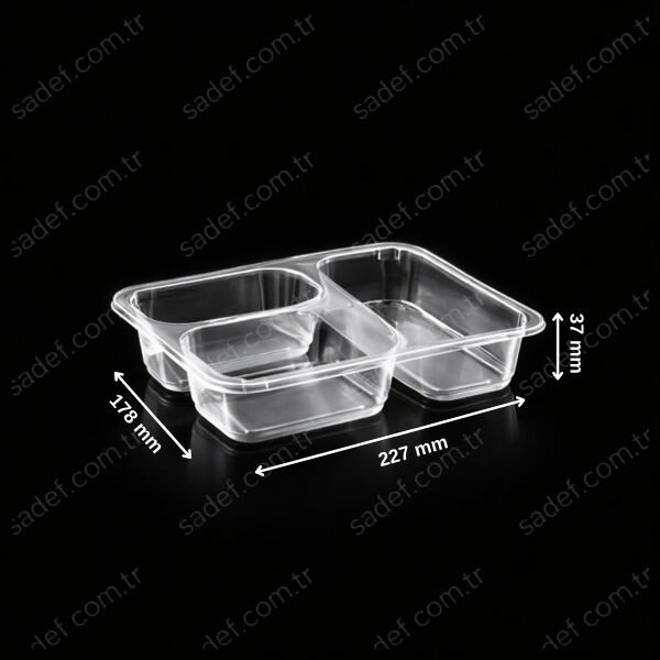 FT 370 3 BÖLMELİ ÜST FİLM YAPIŞTIRMALI YEMEK KABI FOLYOTERM 21 GR ŞEFFAF 400 ADET