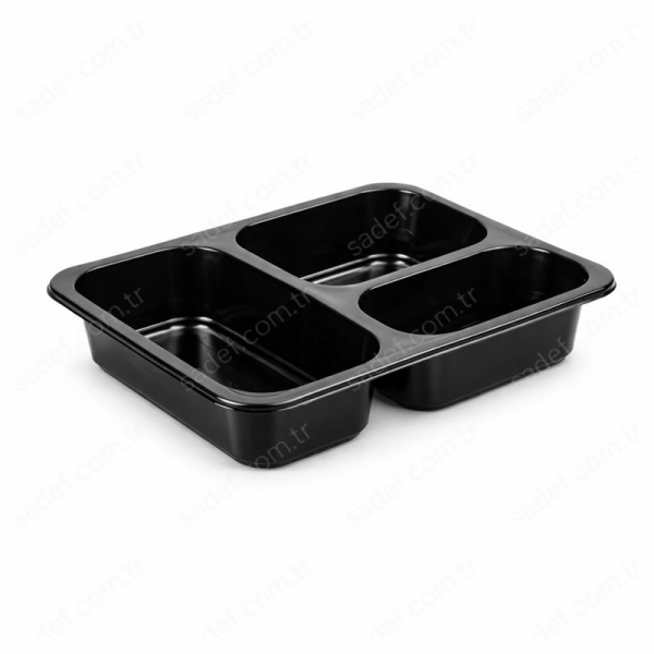 SİYAH FT 370 3 BÖLMELİ ÜST FİLM YAPIŞTIRMALI YEMEK KABI FOLYOTERM 21 GR 400 ADET