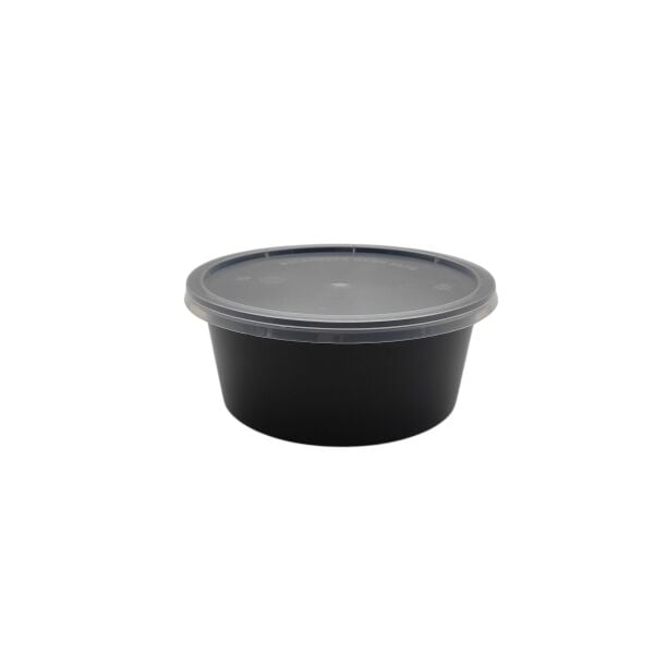 350 CC ( 12 OZ ) YUVARLAK MİKRODALGA IML SİYAH 15,50 GR KAP + KAPAK 500 ADET