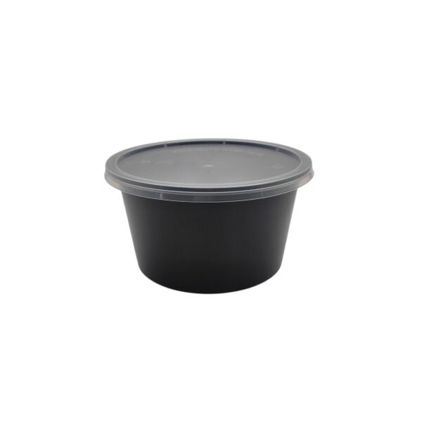 500 CC ( 16 OZ ) YUVARLAK MİKRODALGA IML SİYAH 18,50 GR KAP + KAPAK 500 ADET