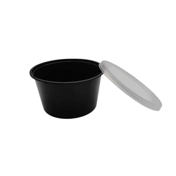 500 CC ( 16 OZ ) YUVARLAK MİKRODALGA IML SİYAH 18,50 GR KAP + KAPAK 500 ADET