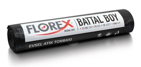 535 EVSEL ATIK BASKILI BATTAL ÇÖP POŞET 440 GR 10X20 AD 8,8 KG SİYAH