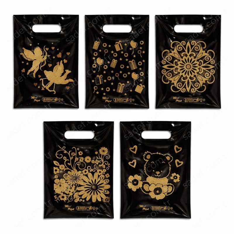 SİYAH 30X45 SİYAH BASKILI EL GEÇME 100 AD X 30 PKT