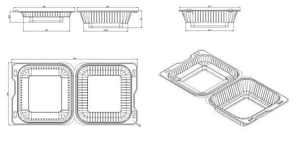 L-355 LİMERA KARE SALATA KABI 1000 CC 43 GR 225 ADET