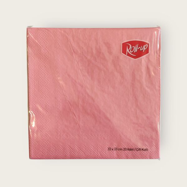 RENKLİ 33X33 KARE PEÇETE 20 AD PEMBE