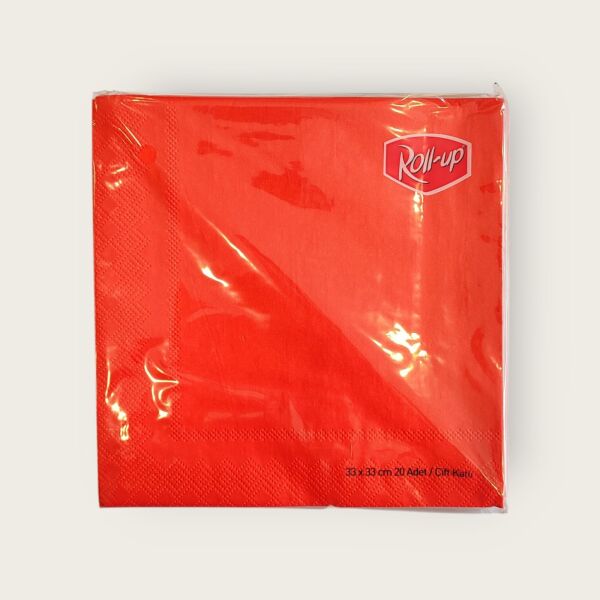 RENKLİ 33X33 KARE PEÇETE 20 AD KIRMIZI