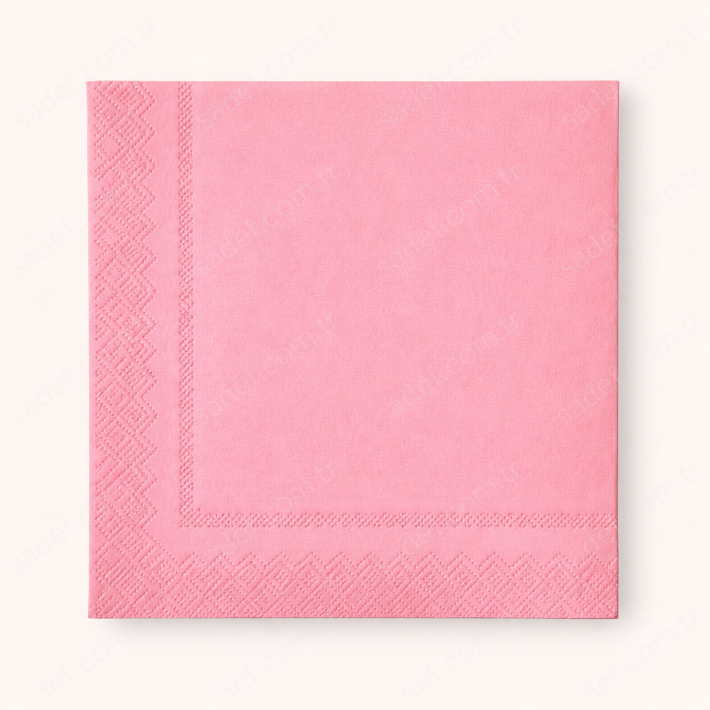 RENKLİ 33X33 KARE PEÇETE 20 AD PEMBE