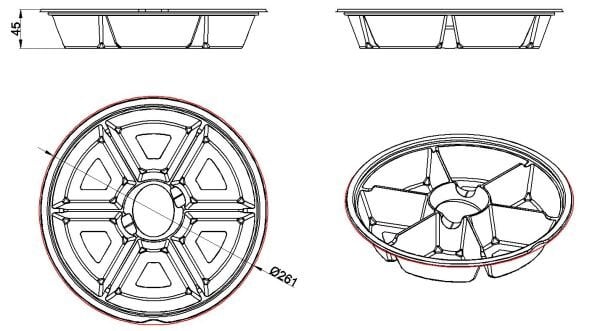 L-450-S LİMERA YUVARLAK 7 BÖLMELİ KAP SİYAH 33 GR 400 ADET