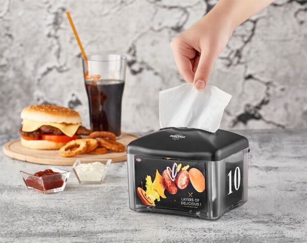 RULOPAK TEKÇEK REKLAMLI PEÇETE DİSPENSERİ (SİYAH)