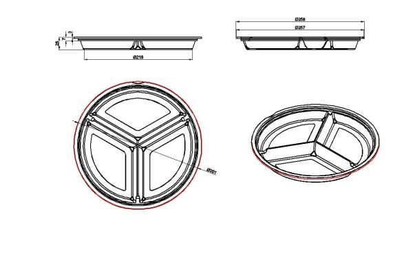 L-453-S LİMERA YUVARLAK 3 BÖLMELİ KAP SİYAH 28,7 GR 400 ADET