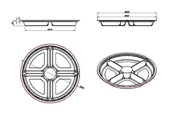 L-454-S LİMERA YUVARLAK 4 BÖLMELİ KAP SİYAH 28,7 GR 400 ADET