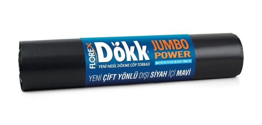 519 DÖKK POWER JUMBO ÇÖP POŞET 1800 GR 20X7 AD 12,6 KG 111 MC SİYAH