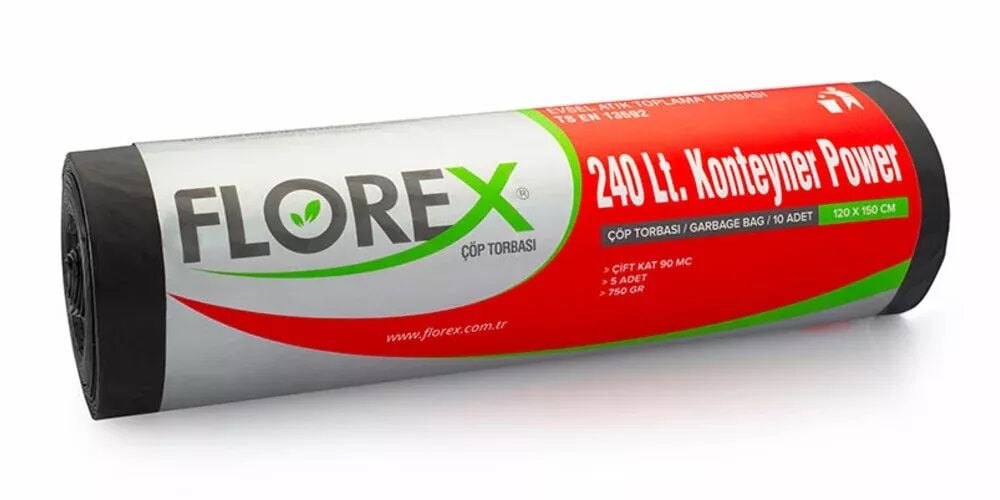 550 POWER 240 LT KONTEYNER ÇÖP POŞET 750 GR 5X10 AD 7,5 KG 90 MC SİYAH