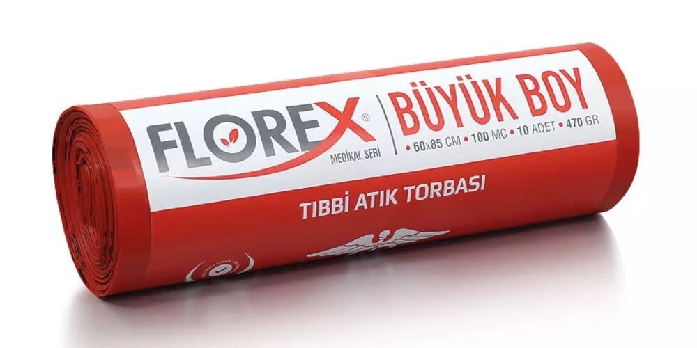 531 TIBBİ ATIK BASKILI BÜYÜK ÇÖP POŞET 470 GR 10X10 AD 4,7 KG KIRMIZI