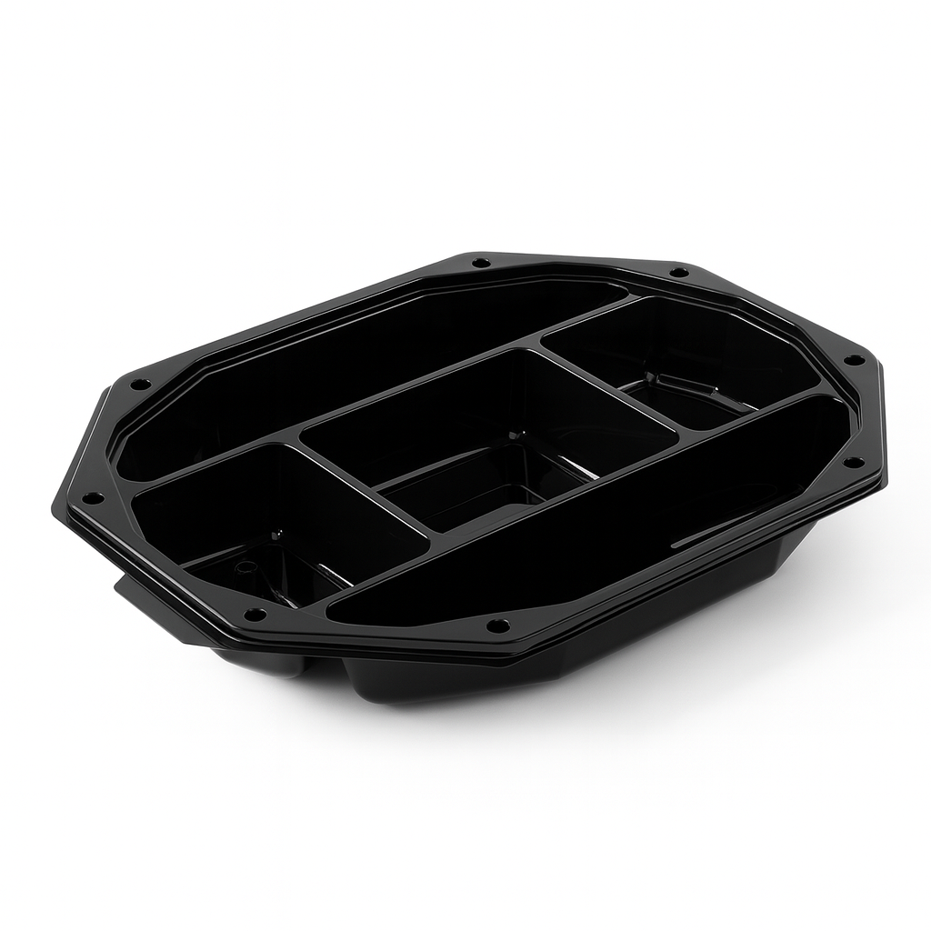 L-466 LİMERA SERVİS KABI 32*24 - SİYAH GÖVDE - 5 BÖLMELİ 56 GR 100 ADET