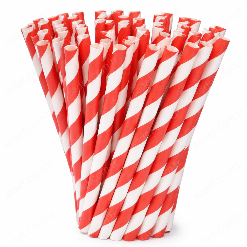 KAĞIT PİPET 8 MMX240 MM 100 AD KIRMIZI-BEYAZ X 50 PAKET