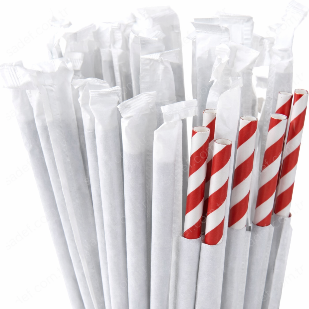 SARGILI KAĞIT PİPET 8 MMX240 MM 100 AD KIRMIZI-BEYAZ X 40 PAKET