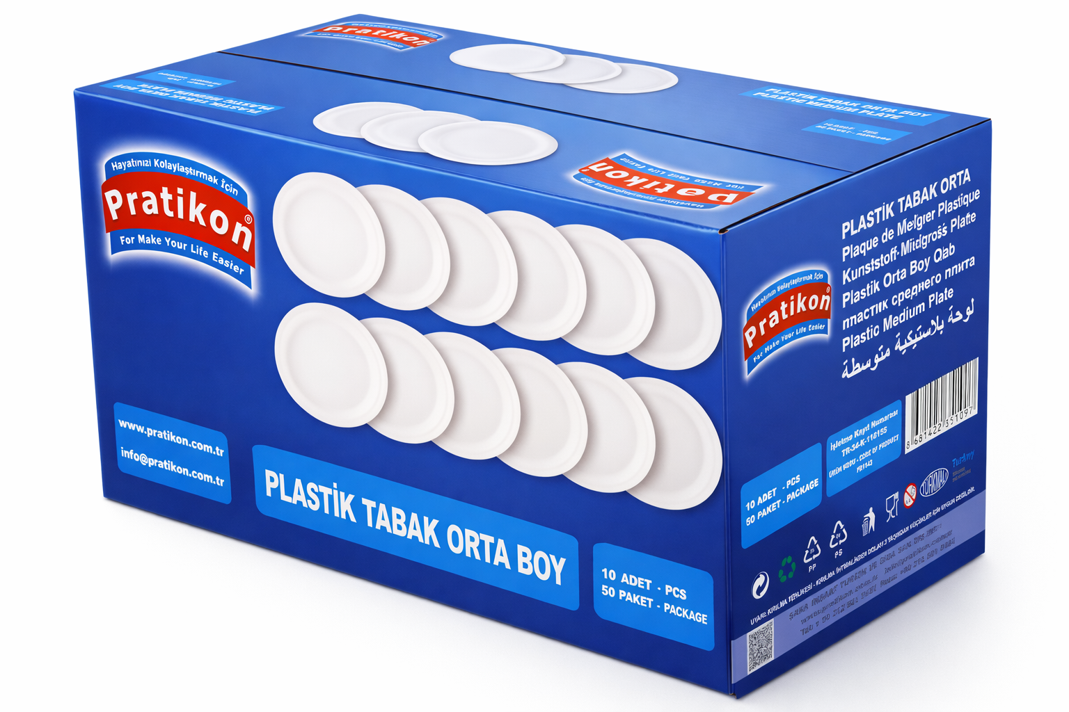 10 LU 17 CM ORTA BOY PLASTİK TABAK X 50 PAKET