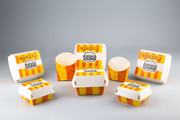 OREGO BASKILI HAMBURGER KUTUSU ( 12X12X8  ORTA BOY 450 ADET