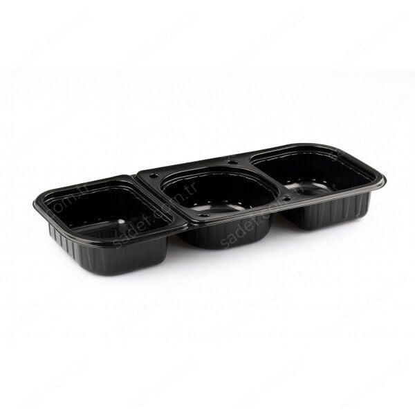 LPP-860 LİMERA PP 3 BÖLMELİ GIDA KABI - GÖVDE + KAPAK 61 GR 100 ADET