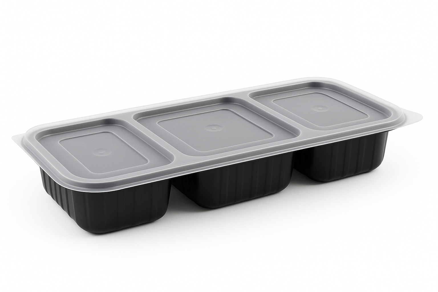 LPP-860 LİMERA PP 3 BÖLMELİ YEMEK KABI - KAPAK & SİYAH GÖVDE 61 GR 100 ADET