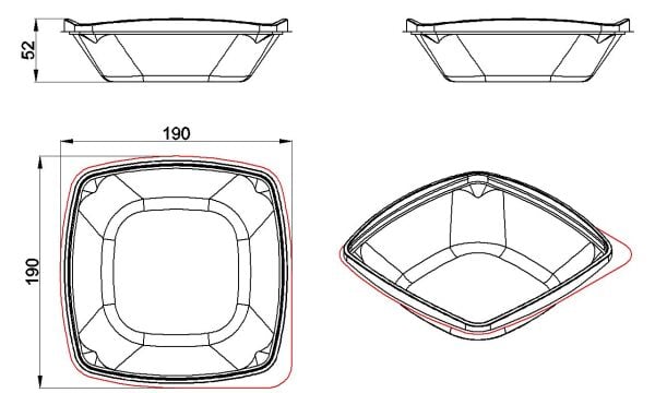 YEŞİL L-321-G LİMERA KARE SALATA GÖVDE 750 CC 300 ADET
