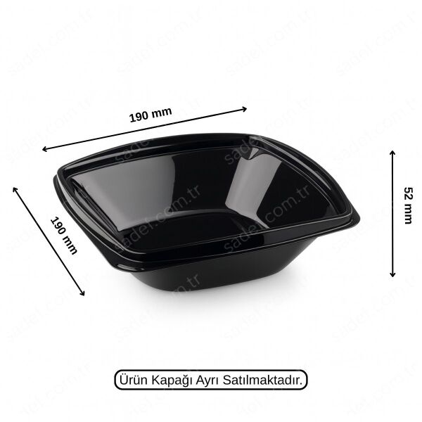 L-321-S LİMERA PET KARE SALATA GÖVDE 750 ML SİYAH 19 GR 300 ADET