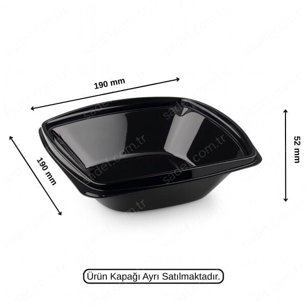 L-321-S LİMERA PET KARE SALATA GÖVDE 750 ML SİYAH 19 GR 300 ADET