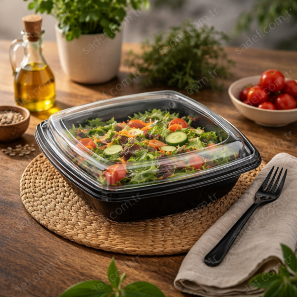 L-321-S LİMERA PET KARE SALATA GÖVDE 750 ML SİYAH 19 GR 300 ADET