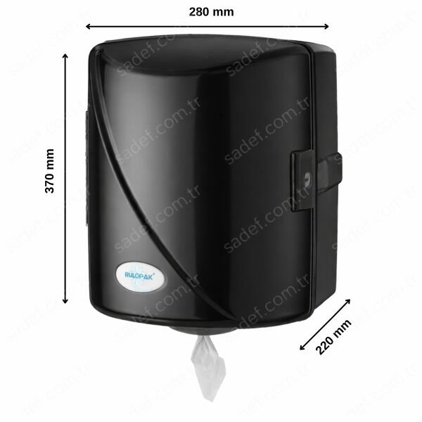 RULOPAK İÇTEN ÇEKMELİ  PERFORELİ HAVLU DİSPENSERİ (SİYAH)
