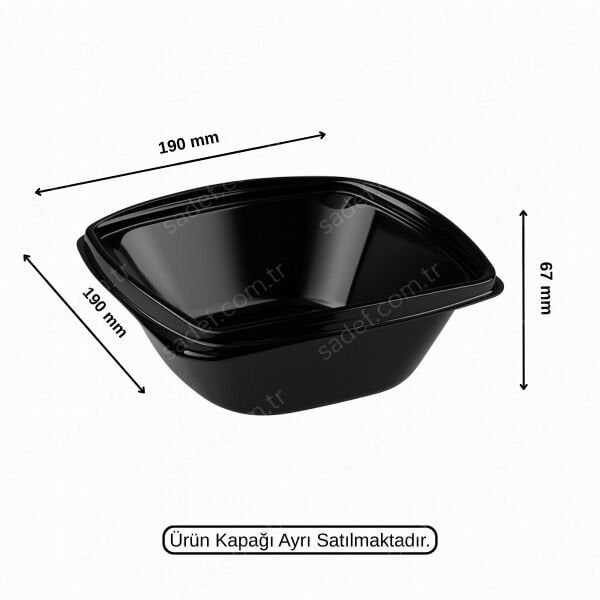 L-322-S LİMERA KARE SALATA GÖVDE 1000 CC SİYAH 23,8 GR 300 ADET
