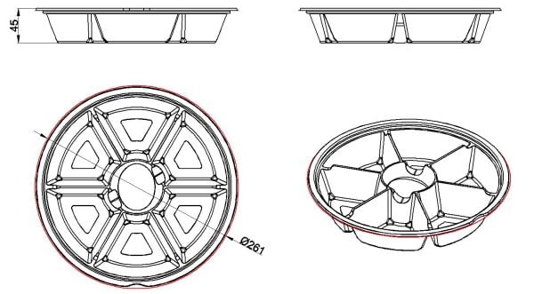L-450-S LİMERA YUVARLAK 7 BÖLMELİ KAP SİYAH 33 GR 400 ADET