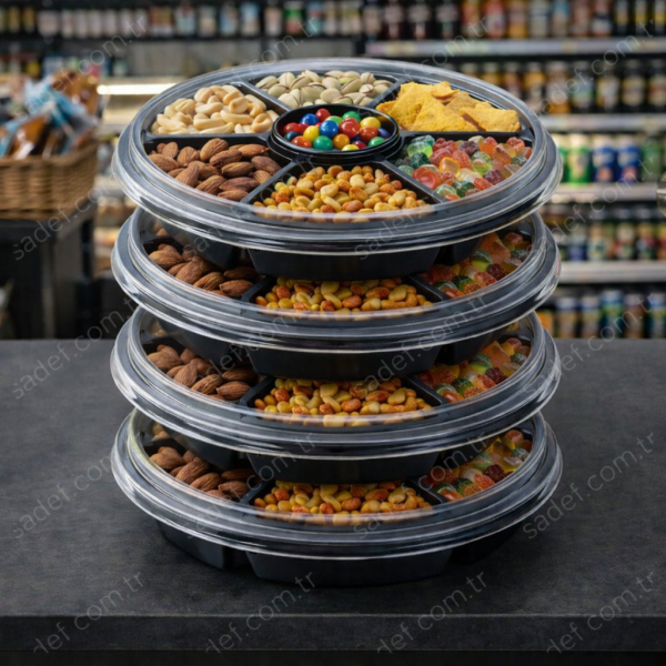 L-450-S LİMERA YUVARLAK 7 BÖLMELİ KAP SİYAH 33 GR 400 ADET