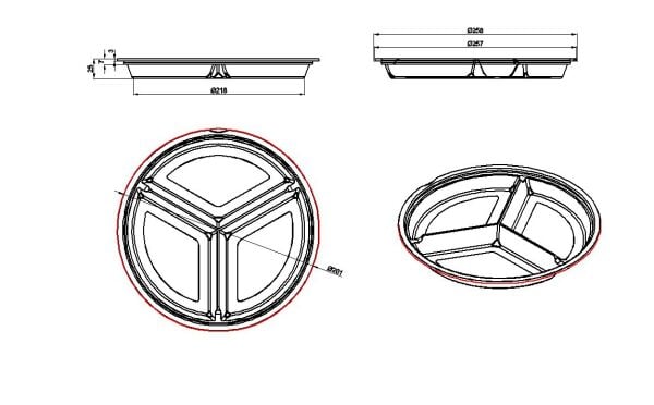 L-453-S LİMERA YUVARLAK 3 BÖLMELİ KAP SİYAH 28,7 GR 400 ADET