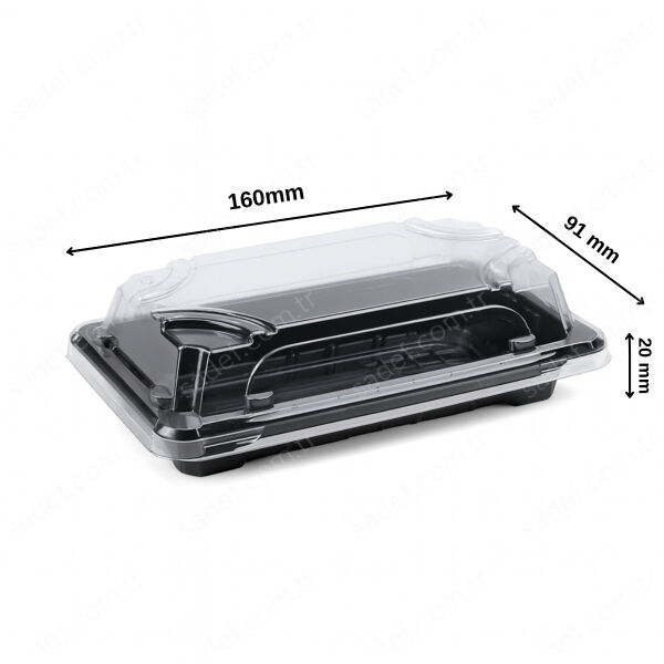 L-ST1 LİMERA PET SUSHI KABI ( 160X91 MM ) GÖVDE + KAPAK 12,7 GR 400 ADET