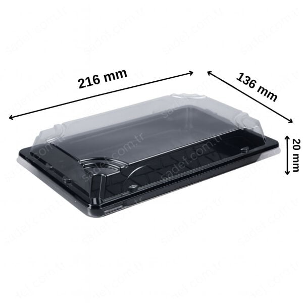 L-ST5 LİMERA PET SUSHI KABI ( 216X136 MM ) GÖVDE + KAPAK 25,5 GR 400 ADET