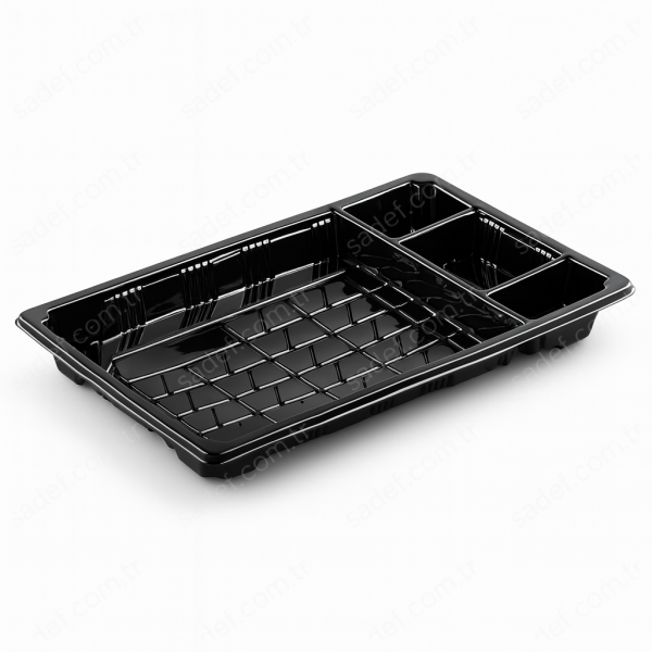 L-ST10 LİMERA PET SUSHI KABI ( 216X136 ) 4 BÖLMELİ GÖVDE + KAPAK 35 GR 300 ADET