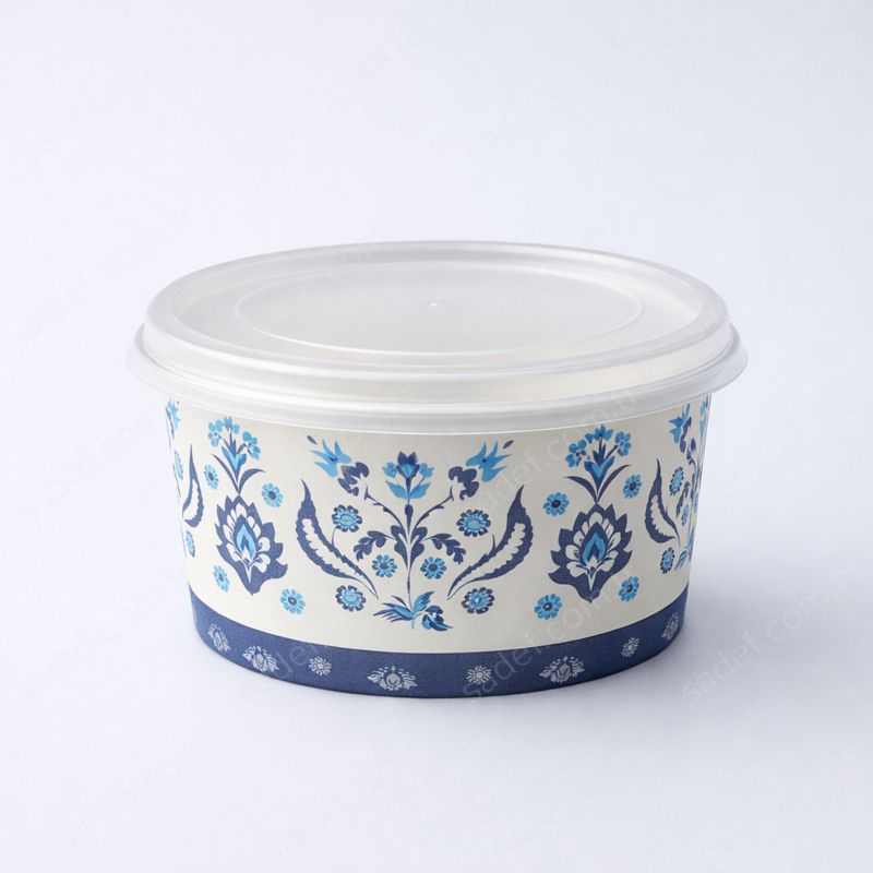 CEK - METROSAN 14 OZ BASKILI KARTON ÇORBA KASE + KAPAK 100 ADET