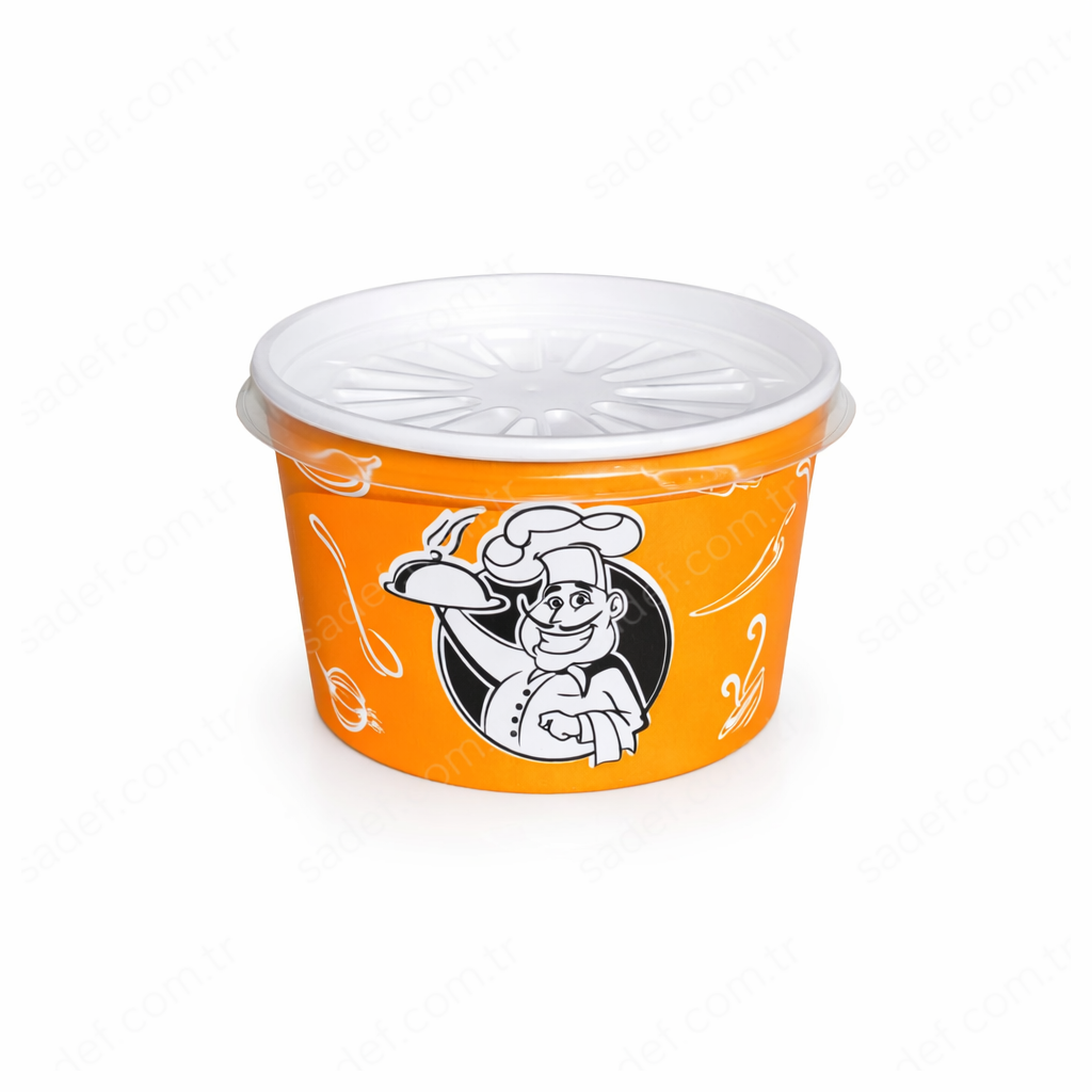 SAN 16 OZ BASKILI KARTON ÇORBA KASE + KAPAK 10 GR 2PE 500 ADET ( OREGO MUADİLİ )