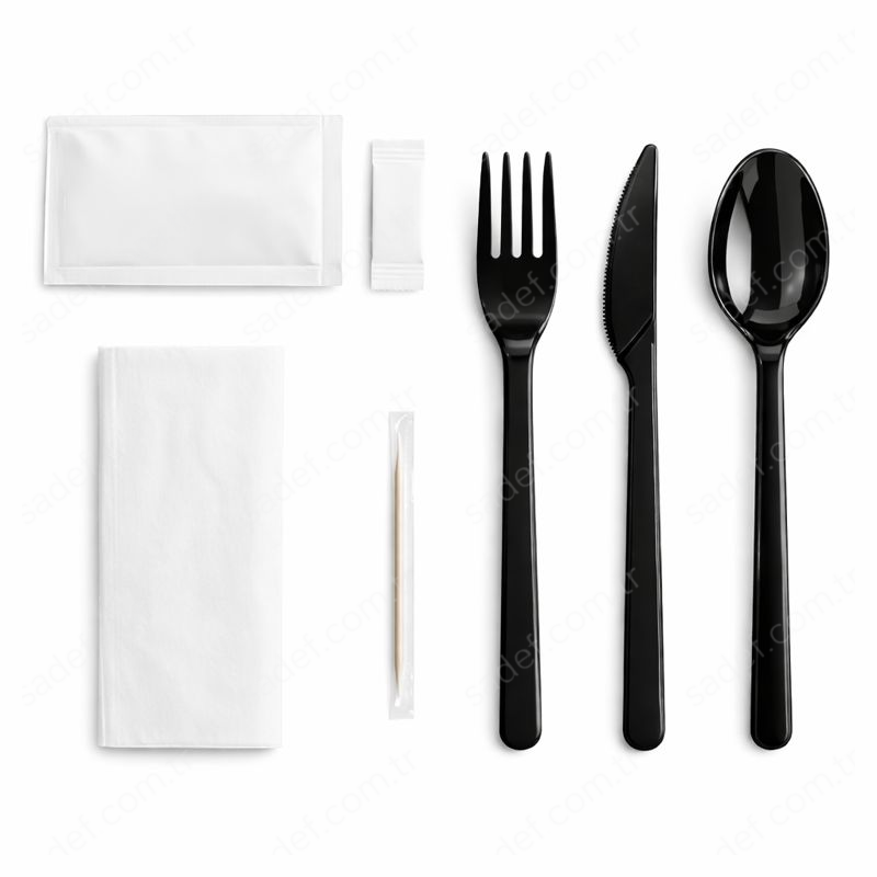 EKSTRA SİYAH LÜX LOKANTA SET ÇATAL KAŞIK BIÇAK 7 Lİ 500 ADET