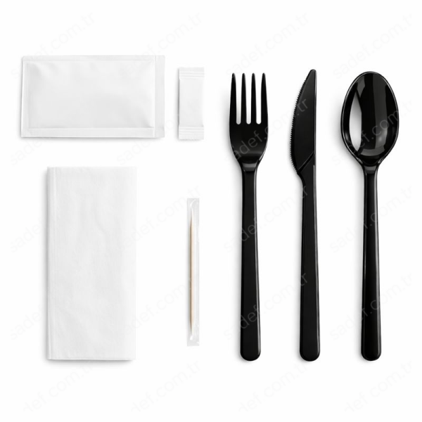EKSTRA SİYAH LÜX LOKANTA SET ÇATAL KAŞIK BIÇAK 7 Lİ 500 ADET