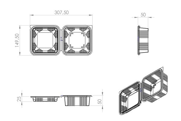 L-090 LİMERA KARE KURABİYE KABI 600 CC 18 GR 600 ADET